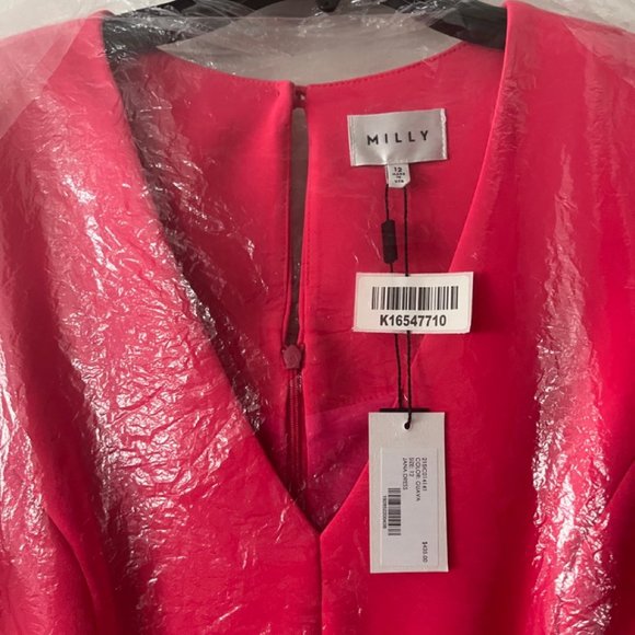 Milly Jana Flutter-Sleeve Sheath Dress in Guava Pink Size 12 NWT - Picture 4 of 5